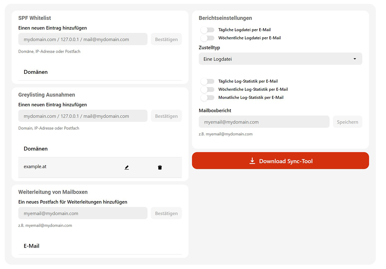 IKARUS mail.security-Ausnahmen Greylisting